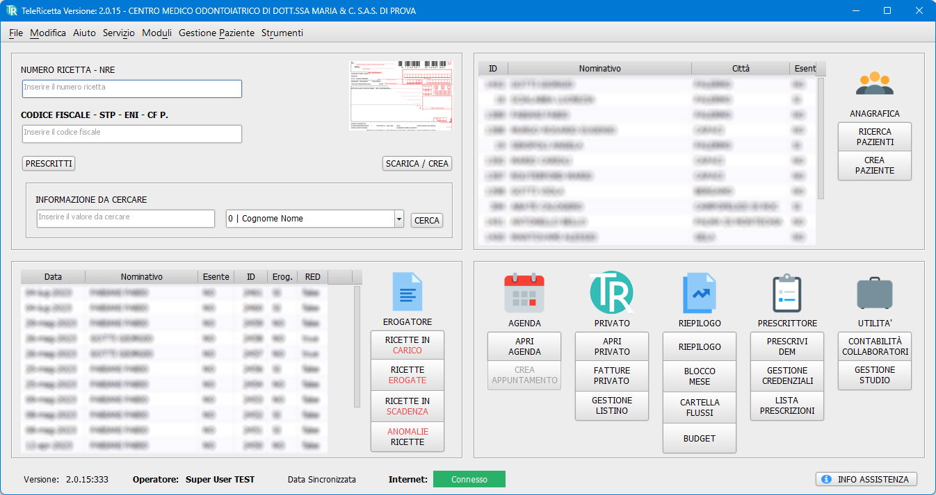 telericetta schermata principale